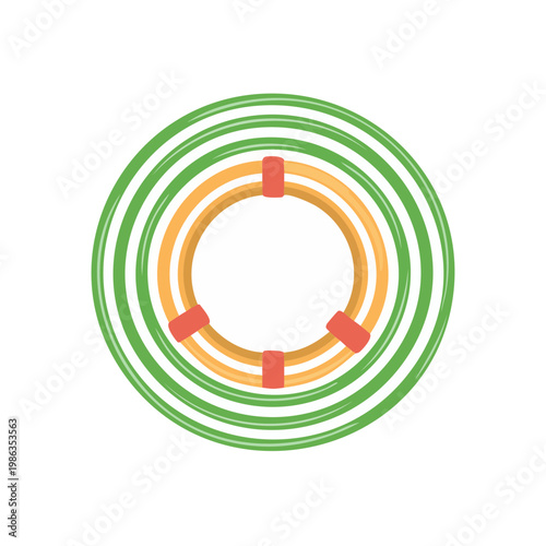 Abstract illustration of a life preserver floating on a white background