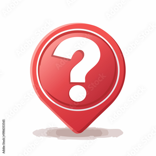 Red question mark pin icon. Location assistance symbol concept.