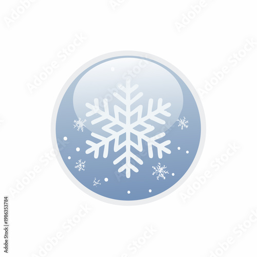 Winter weather icon featuring snowflake and falling snow, isolated on white background