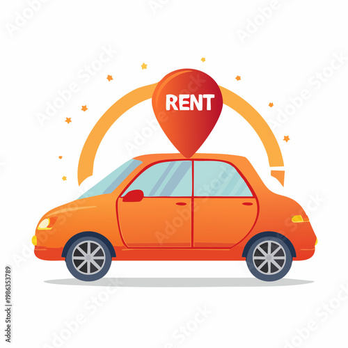 Car rental service with location pin icon