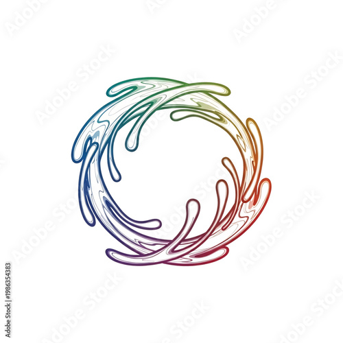 Circular thin line swirl forming elegant loop representing unity and motion.
