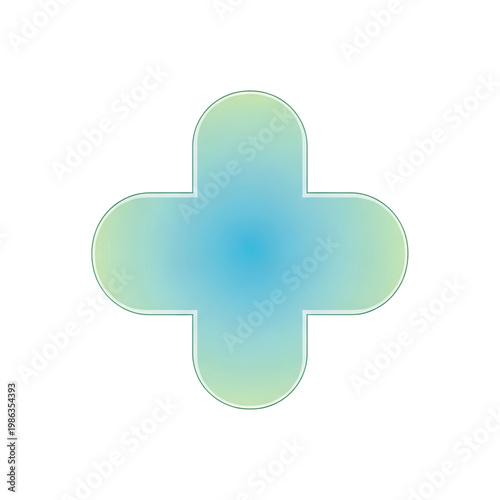 Soft gradient cross symbol representing health medical care and support.
