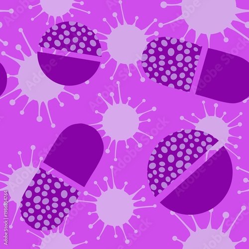 Medicine seamless pills pattern for wrapping paper and doctor clothes and packaging and medical accessories