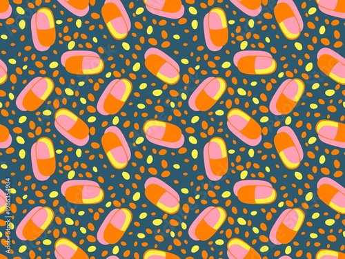 Medicine seamless pills pattern for wrapping paper and doctor clothes and packaging and medical accessories
