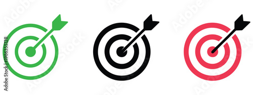 Target icons set goal symbol collection simple target with arrow darts icon, success achievement and focus objective concept vector