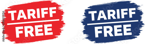 Tariff free stamp design with red and blue grunge textures for trade and international commerce use