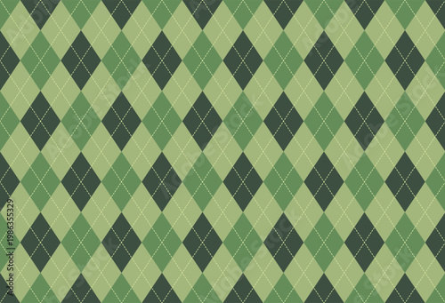 Cuadro en lienzo Argyle pattern seamless background in olive green and sage for nature themes bra