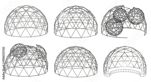 Wireframe geodesic domes