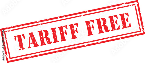 Red vintage rubber stamps collection showing Tariff Free 