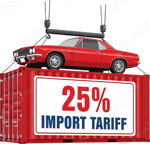 A design collection of a 25% Import Tariff on white background 