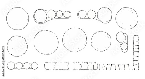 Set of top view trees and shrubs for architectural landscape design
