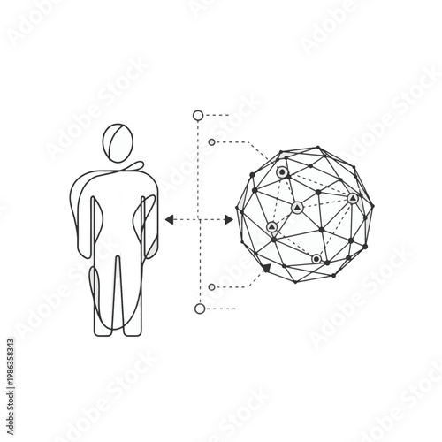 Human–Geodesic Data Connection Vector Schematic