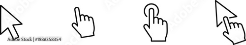 Pointing hand cursor icon set diverse gestures for user interface design