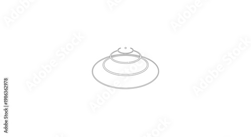 Minimalist black outline abstract layered conical shape design, isolated white background.