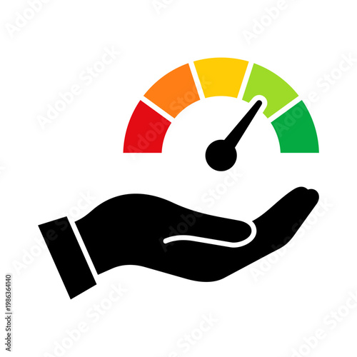 Credit score icon. Performance. Rating. Credit report. Vector icon isolated on white background.