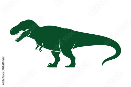 Tyrannosaurus Rex silhouette stands on a white background for.