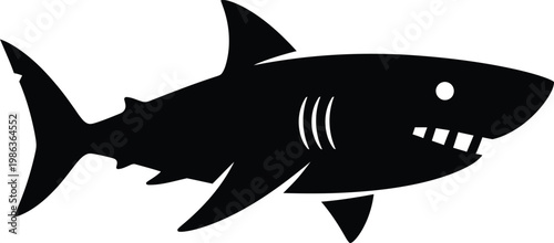 Great white shark silhouette single icon for ocean life marine biology danger