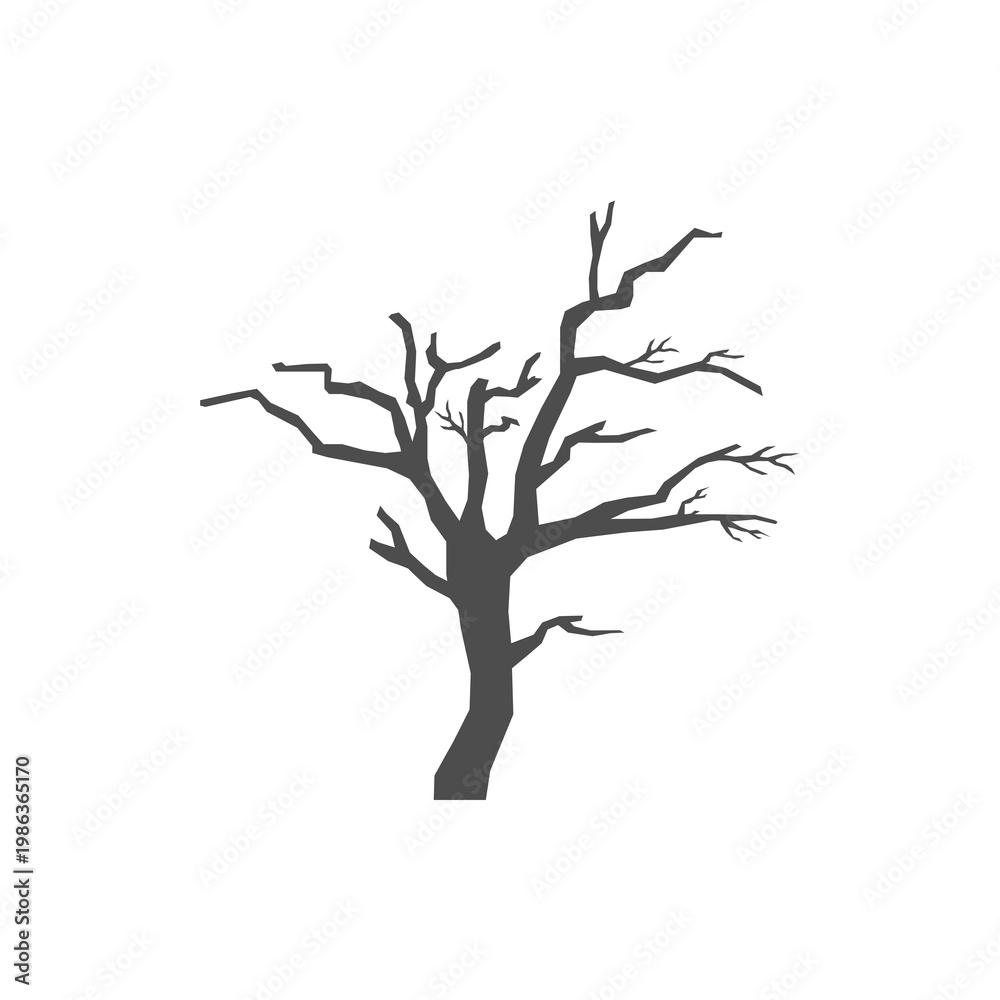 Fototapeta premium Wide Bare Tree Silhouette Vector - Spreading Winter Branches for Forest Landscape, Halloween Decor, and Environmental Awareness Graphic Design