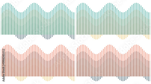 Editable Vintage Material Texture Pattern Set, Abstract Ultra Dense Wave Background Collection in Teal, Yellow and Terracotta for Textile, Interior, Packaging and Surface Design