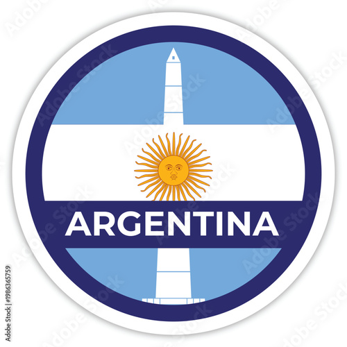 Buenos Aires Sticker with Argentina Flag Round Design