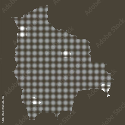 Bolivia dotted map brown vintage dark background retro style