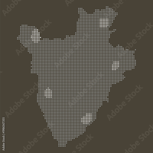 Burundi dotted map brown vintage dark background retro style