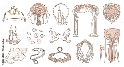 Collection of vintage decorative frames and ornate jewelry pieces