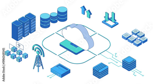 Digital cloud computing technology with data storage and transfer