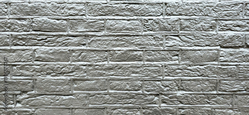 Tableau sur toile Silver Metallic Brick Wall Texture Background With Painted Urban Industrial Surf