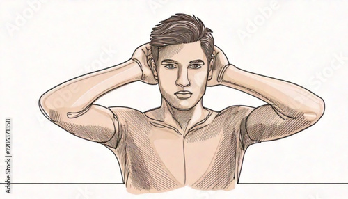 Man Covering Ears With Hands.