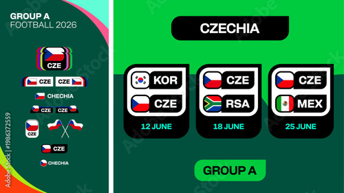 Football 2026 Tournament Match Schedule Presentation for Group Stage International Fixtures with Dynamic Modern Design.