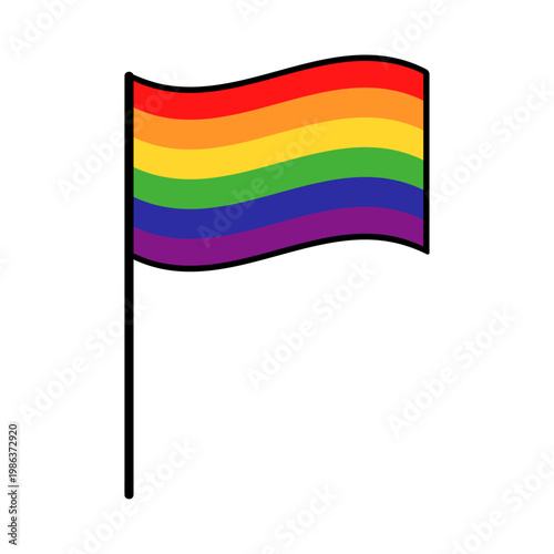 Rainbow pride flag on a pole representing LGBT community rights and equality for social diversity movements
