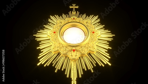 Jesus Christ in the monstrance. Sacrament of the Eucharist. Corpus Christi - 3D Illustration