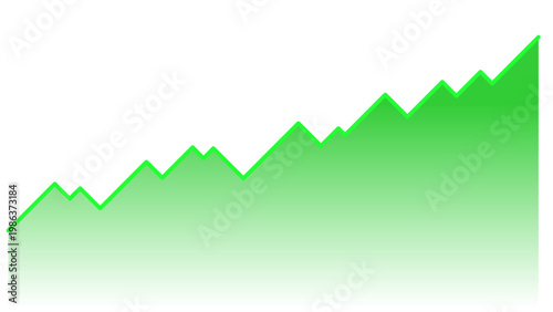 Business growth and stock market success line graph showing green rising trend and financial profit increase