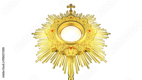 Jesus Christ in the monstrance. Sacrament of the Eucharist. Corpus Christi - 3D Illustration