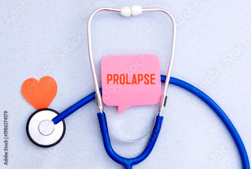 Mitral Valve Prolapse word, medical term word with medical concepts in blackboard and medical equipment.