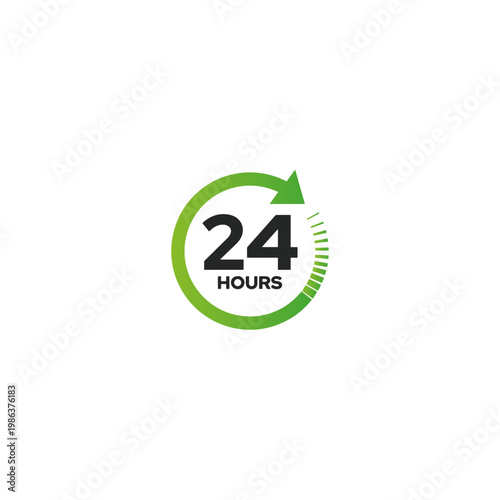 24 hours icon flat vector logo design