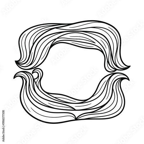 Abstract wavy frame with hand-drawn flowing lines and central copy space for design