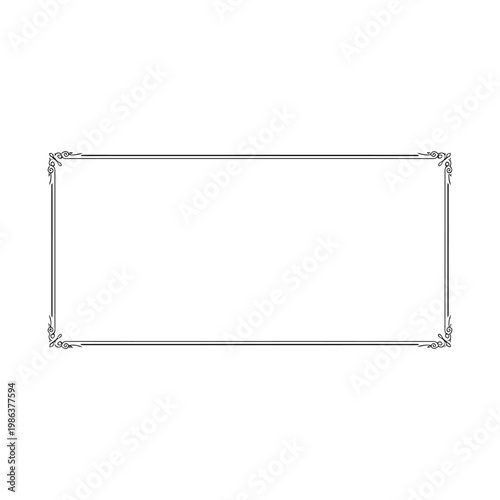 Decorative Rectangular Frame with Elegant Ornate Corners for Invitations and Certificates