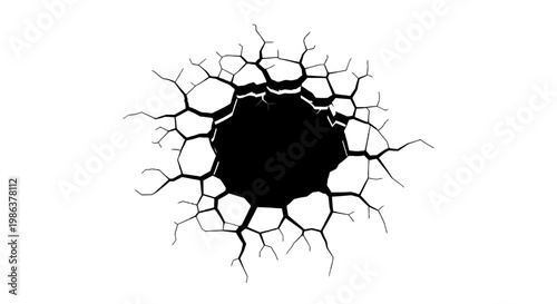 Cracked surface with broken pattern.