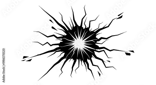 Black and white illustration of explosion.