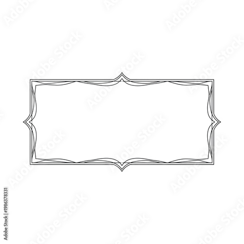 Decorative vintage frame with elegant black line art border for invitations and labels