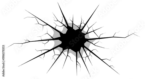 Cracked glass hole effect illustration.