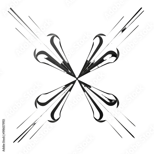 Black and white abstract design element.