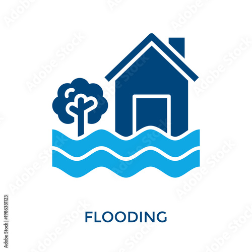 Flooding Icon Dual Tone Style. Vector Illustration For Graphic Design