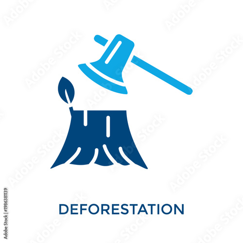 Deforestation Icon Dual Tone Style. Vector Illustration For Graphic Design