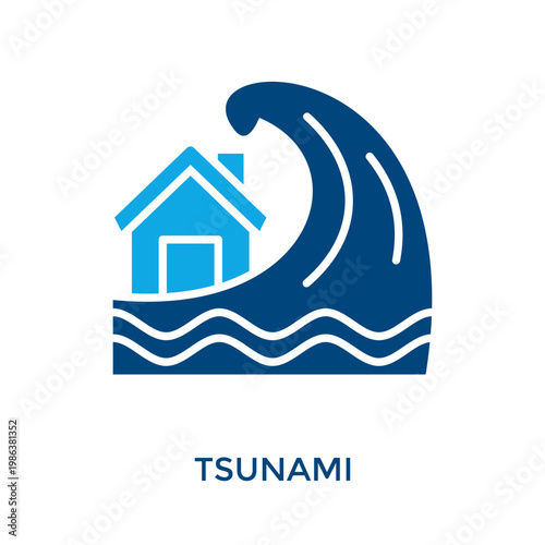 Tsunami Icon Dual Tone Style. Vector Illustration For Graphic Design