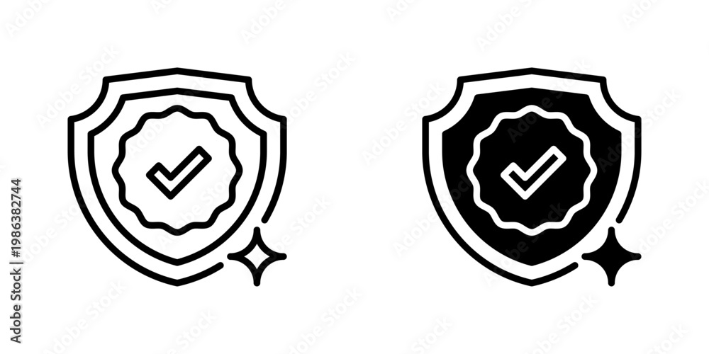 Fototapeta premium Shield Protection Vector Line Icon for Security and Cyber Safety