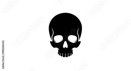 Black Human Skull Icon Symbol.