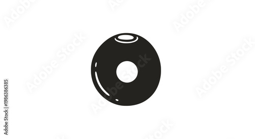 Black Donut with Glaze and Hole.